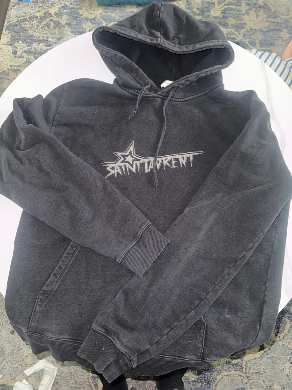 Saint Laurent Black Star Logo Pullover Hoodie